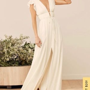Lulu's Elegant Cream Maxi Dress